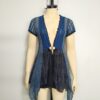 Blusa encaje cobalto negro brillos S