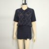 Blusa hilo negro diseño cocos ML