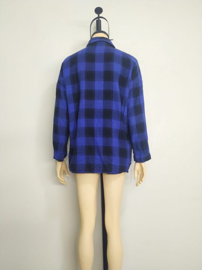 Camisa cuadros azul negro M - Imagen 2