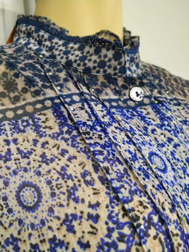Blusa gasa azul L - Imagen 5