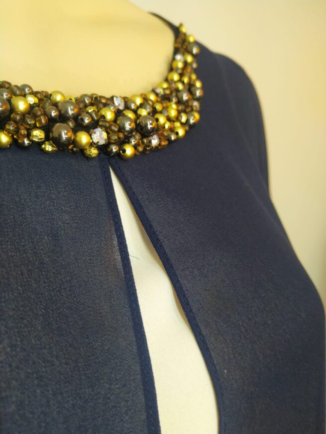 Blusa gasa azul M - Imagen 3
