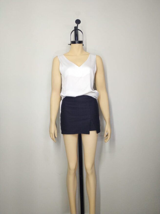 Blusa blanca satín S