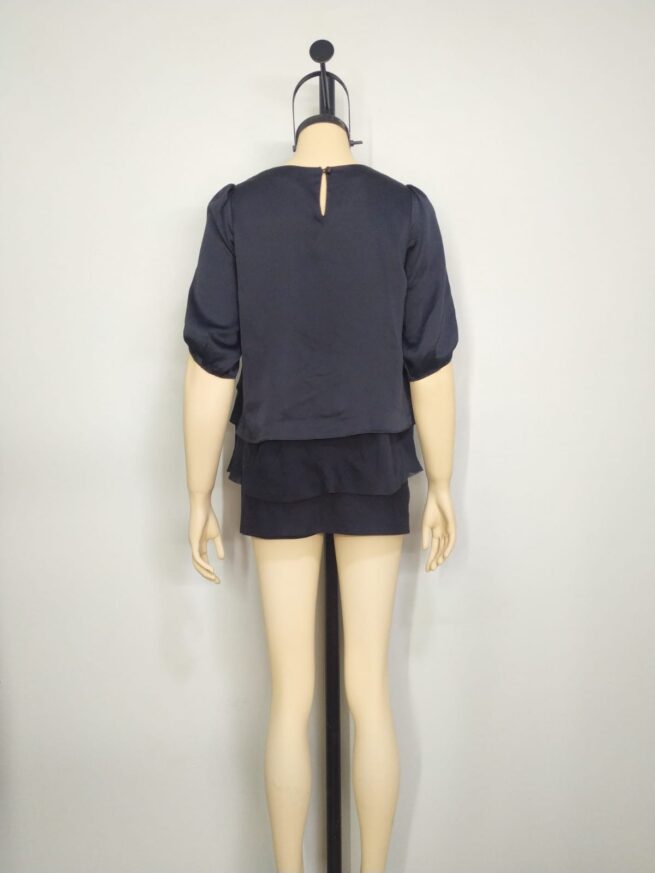 Blusa gasa satín negro M - Imagen 2