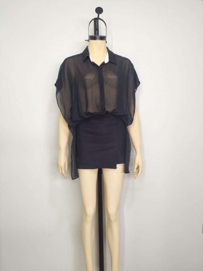 Blusa gasa negra ML - Imagen 3
