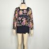 Blusa gasa negra floreada S
