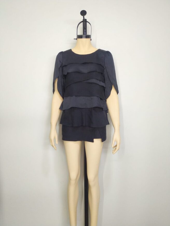 Blusa gasa satín negro M