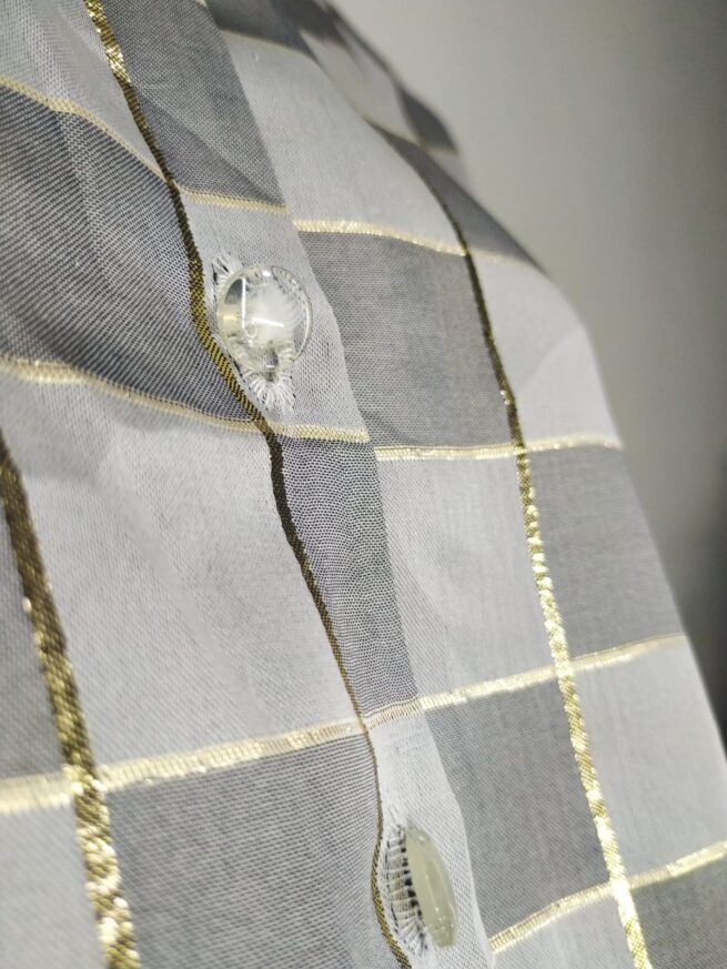 Blusa cuadros gris M - Imagen 5