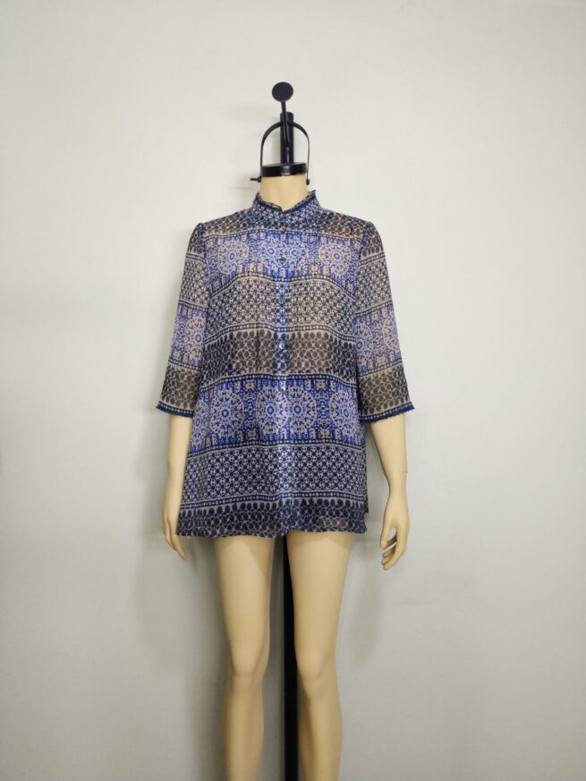 Blusa gasa azul L - Imagen 4
