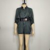 Blusa verde tipo satín L - Imagen 2