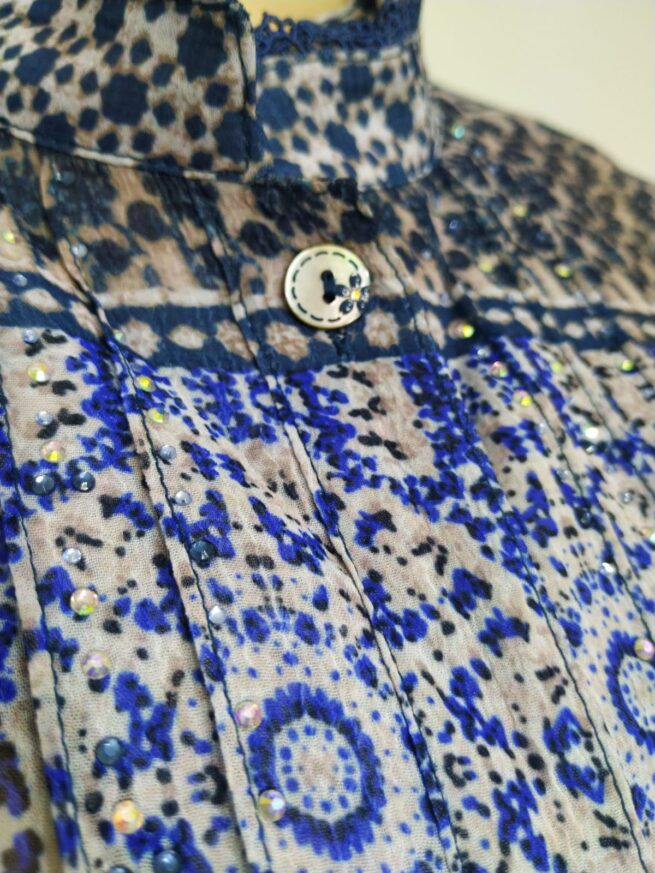 Blusa gasa azul L - Imagen 6