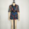 Blusa gasa zul floreada L - Imagen 3