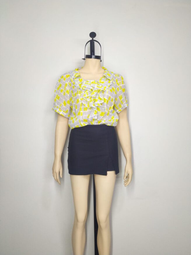 Blusa gris y verde limón ML
