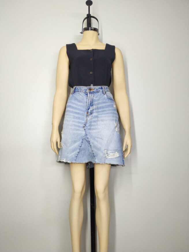 Falda denim celeste L