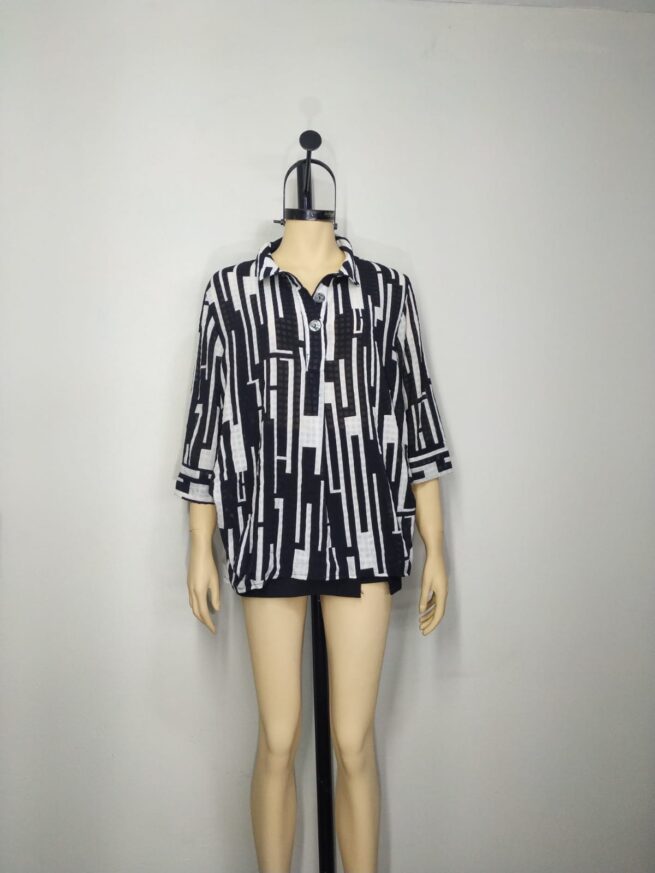 Blusa blanco negro L XL - Imagen 3