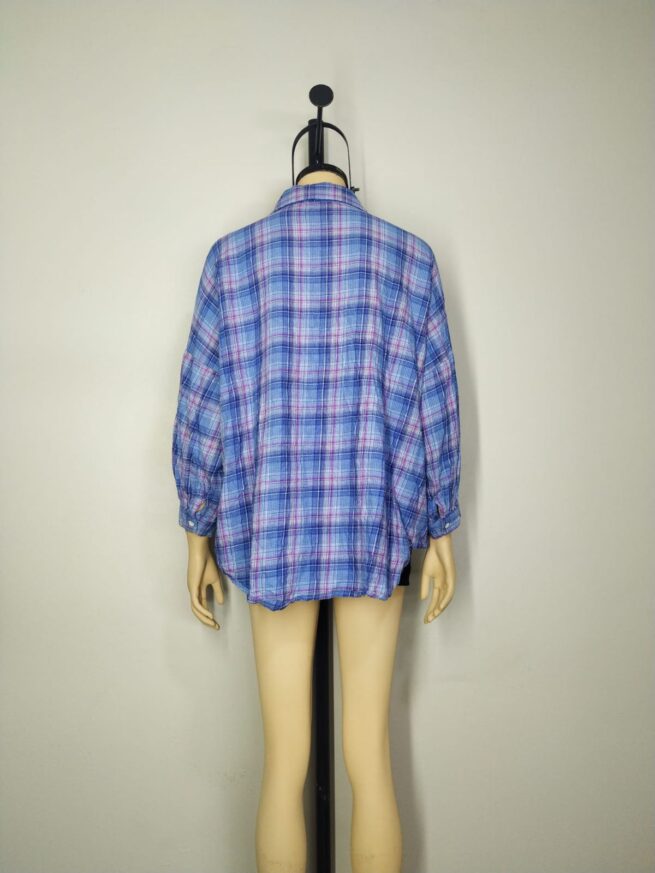 Camisa Cuadros acero oversize M - Imagen 2