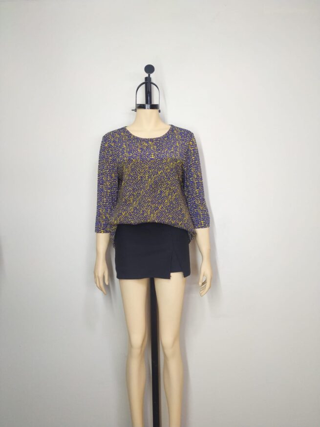 Blusa mesh azul mostaza L