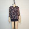 Blusa gasa y algodón negro floreado L - Imagen 3