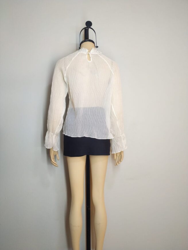 Blusa gasa corrugado crema M - Imagen 2
