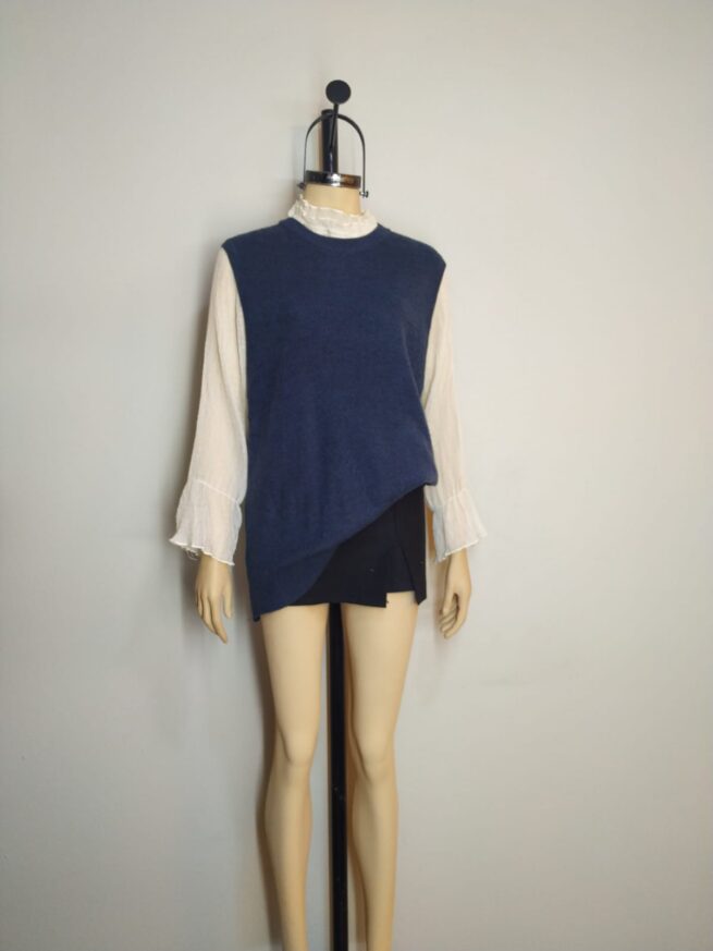 Chaleco azul lana M - Imagen 5