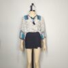 Blusa gasa blanca borde azul ML