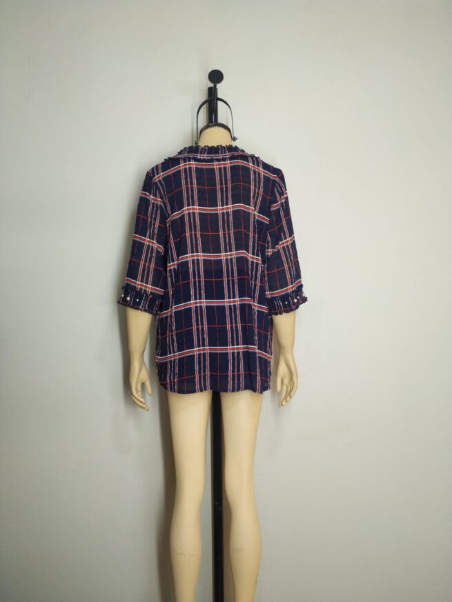 Blusa gasa azul cuadros L - Imagen 2