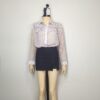 Blusa gasa blanca flores lila M