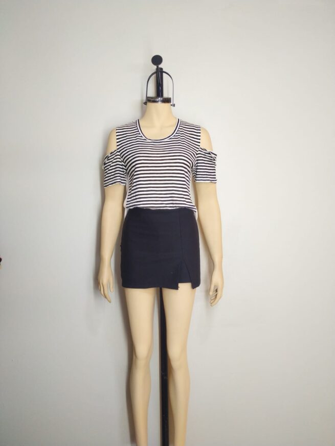 Blusa blanco negro rayas SM