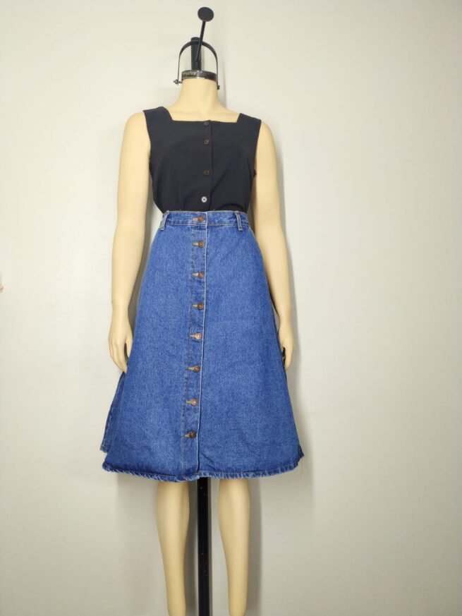 Falda botones azul M