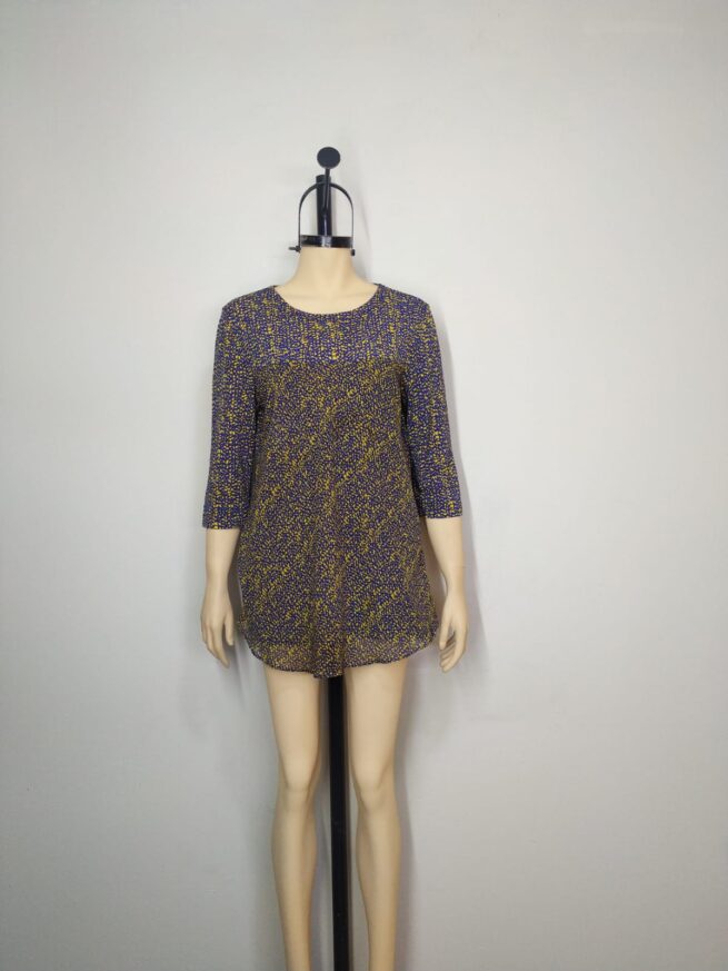 Blusa mesh azul mostaza L - Imagen 3