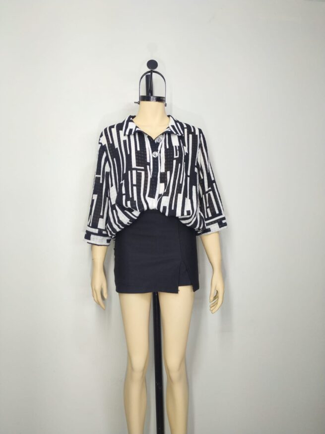 Blusa blanco negro L XL