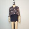 Blusa gasa y algodón negro floreado L