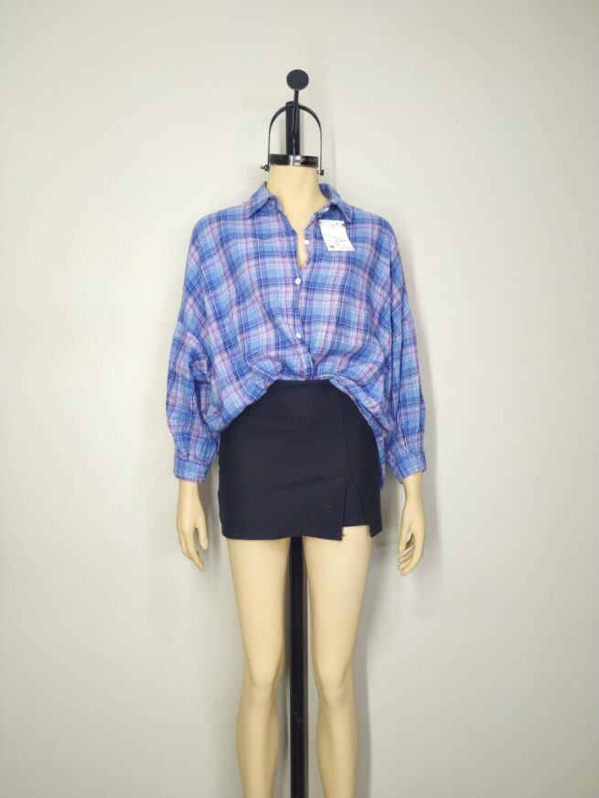 Camisa Cuadros acero oversize M - Imagen 3
