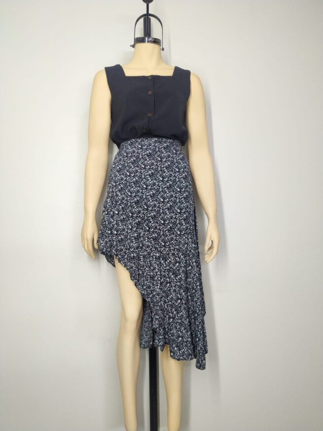 Falda negro blanco S