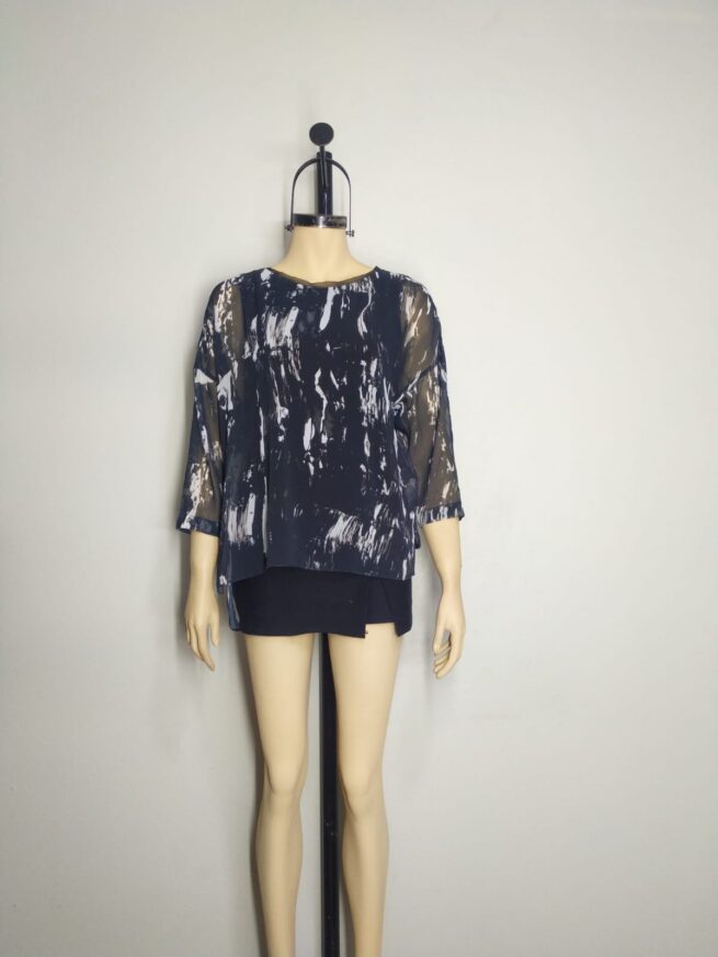 Blusa negro blanco L - Imagen 3