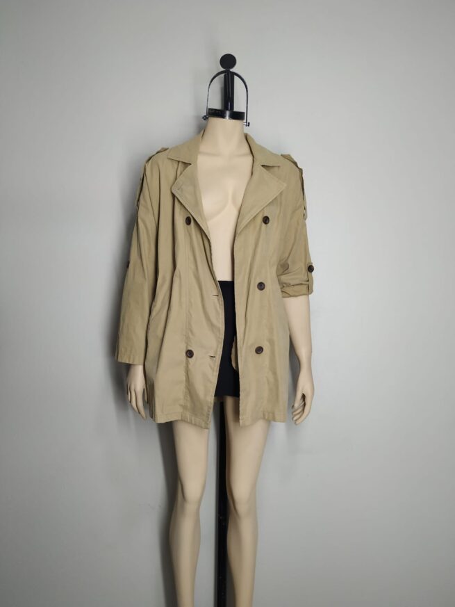 Gabardina delgada olivo oversize M
