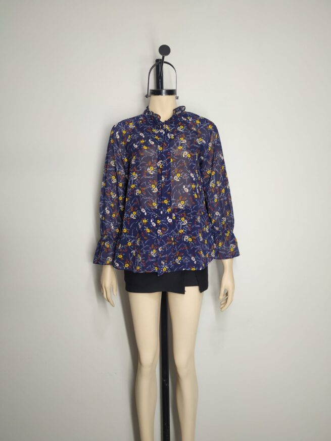 Blusa gasa azul M - Imagen 3
