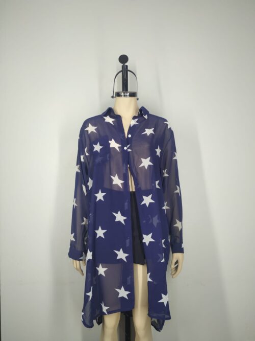 Capa azul gasa estrellas ML